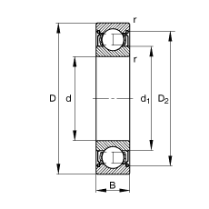 S 6022-2Z,  DIN 625-1 ˜ʵҪߴ, ɂg϶ܷ