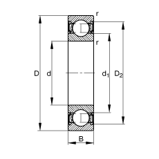 S 62203-2RSR,  DIN 625-1 ˜ʵҪߴ, ɂȴܷ